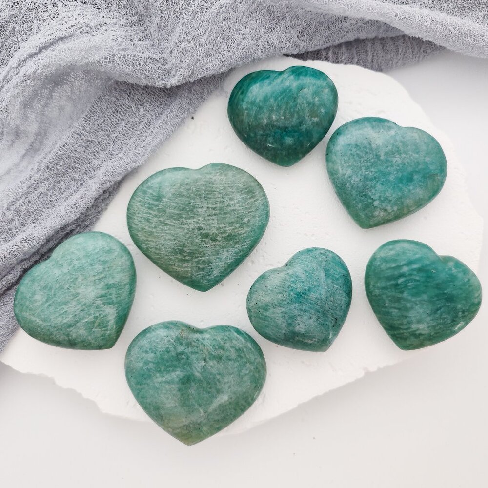 Flashy Amazonite Heart Crystal Carving